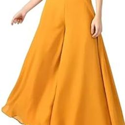 Women's Georgette Sharara Palazzo, Relaxed Fit, Flared Style with Attached Lining-image-64