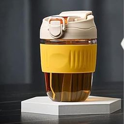 Vanimantr enterprises Coffee & Juice Mug Shaker with Lid, Thick Borosilicate Glass Tumbler, Anti-Slip Silicone Band, Travel Cup Sipper Bottle for Hot & Cold Drinks (DUAL4 Glass Mug 350ML)-image-99
