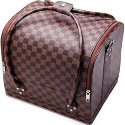 Royalkart Women Crocodile Makeup Box Bag Large Capacity Professional Multi-Layered Cosmetic Organizer | 30x25x26 cmTravel Cosmetic Organizer Bag (Brown)-image-62