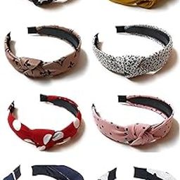 Cotton Fabric Printed Knot Bow Hairband/Headband For Women and Girls, Set of 6 - Multicolor, (Design May Vary for daily use)-48
