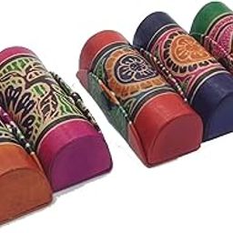 Tej Gifts - 5 Pcs Pure Leather Lipstick Case Holder with Mirror, Designer Jewelry Box Single Lipsticks Cover for Hand Bag, Cross Bag Gift Item for Girls Wedding Favour (Pack of 5)-26