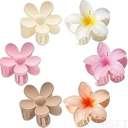 Pack of 4 Big Flower combo Multicolor super glossy matt Hair Claw Clip for Women, accessory Girls, Strong Non-slip Perfect Hold Thick, Long Hair, Decorative Floral Cute Clips Clutcher-17