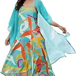 Women Ankle Length Printed A-Line Dress with Shrug-image-8