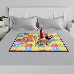 Kuber Industries Food Mat | Bedsheet Protector for Home | Reversible Bed Server Mat | Check-Design Mattress Protector for Home | Food Mat for Kids | 92 cm | Yellow-image-61