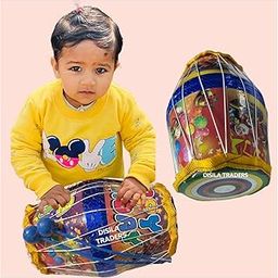 DISILA TRADERS beautifully designed musical toys for kids/Mini Dholak/Dhol/Drum for kids, and babies (Random colors and design)-image-77