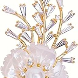 Elsa Flower Brooch Pin | 18k Gold Plated | Trendy, Lightweight & Comfortable | Stylish & Tarnish-Resistant | Qty : 1pc-image-93