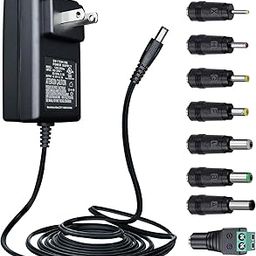 UL Listed 12V 2A AC Adapter Charger Replacement with 8 Tips, Regulated 12 Volts 2000mA Power Supply Cord for LED Strip Light, CCTV Camera, BT Speaker, GPS, Webcam, Router, DC12V Transformer (6ft)-image-65