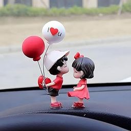 SARTE Car Dashboard Toys – Adorable Couple Figurine with 1 Boy and 1 Girl Balloon, Perfect Car Decoration and Gift for Car Lovers, Includes 6 Resin Adhesive Stickers (Red)-23