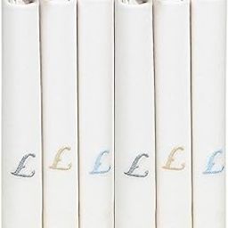 Men's Handkerchief in White with L Initials-Pack of 6 pieces-image-9