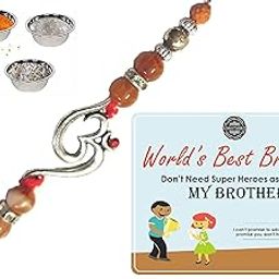 Trendy OM Rakhi for Brother with Best Brother Award, Moli, Roli Chawal Mishri Pack for Your Bhai Bhaiya-image-37