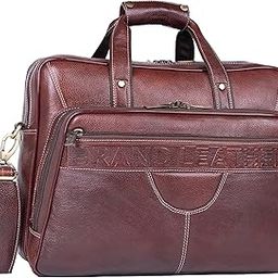 Men's Solid Full Grain Cowhide Leather Large 16 Inch Laptop Briefcase Messenger Bag Tote-38