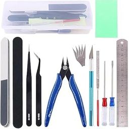 BOSSNUOK 18Pcs Modeler Basic Tools Craft Set for Gundam Tool Kit, Hobby Building Tools Kit for Gundam Car Model Building, Repairing and Fixing DIY Crafting-15