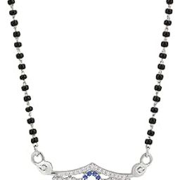 925 Sterling Silver Micron Rhodium Plated Managalsutra For Women | Hypoallergenic | Anti- Tarnish| Pure Silver Chandi Gift For Wife-image-9