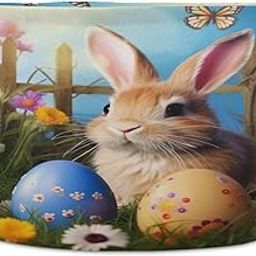 Nander - Large Size Round Rabbit and Butterfly Storage Basket Easter Foldable Kids Laundry Basket Nursery Dirty Room Basket-image-44