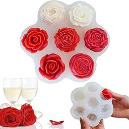3D Flower Candle molds, 7 Sets Valentine's Day Mold for Candle Making for Candle Soap Making, Handmade Cake Dessert Decoration Chocolate Cupcake Candy Ice Mold, Resin Concrete Art Crafts Mold-image-48