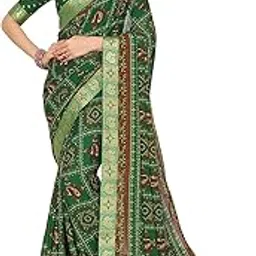 yashika Women's Zari Blend Woven Printed Georgette Jacquared lace Saree with Unstitched Blouse Material-picture-27
