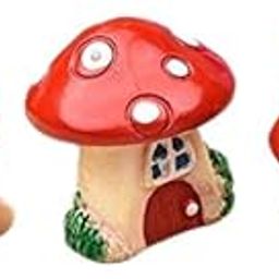 Pack of 3 Miniature Doll House Accessories Mushroom Huts Resin for DIY Fairy Garden Dollhouse Decor Landscaping Decor-5