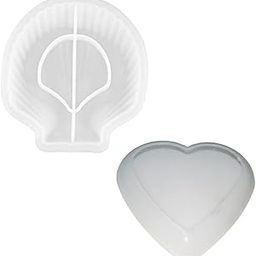 SNOOGG Pack of 2/1 Piece of Seashell and 1 Piece of Heart Tray Mould Epoxy Resin Casting Moulds for Making and DY Craft Jewellery Making Tools, Jewellery Plate Dish Casting Mold for Crafts Supplies-image-26
