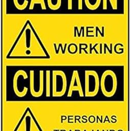Weatherproof Plastic Vertical OSHA Caution Men Working - Personas Trabajando Sign with English & Spanish Text and Symbol-image-63
