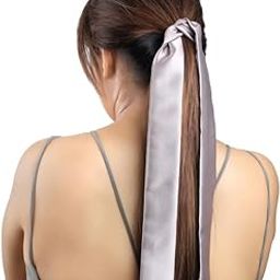 PAREEDHAAN Silk Satin Ponytail Holder Ribbon for Women & Girls | Soft Hair Tie for Braids & Ponytail | Non-Damaging Elastic Scrunchie | Elegant Hair Accessory | Smooth & Tangle-Free (French Lavender)-image-9