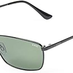 sunglasses| 100% UV protected | Solid | Full Rim | Rectangular | Men | Large | Shiny Black Alloy Metal Frame | Green Polycarbonate Lens-image-12