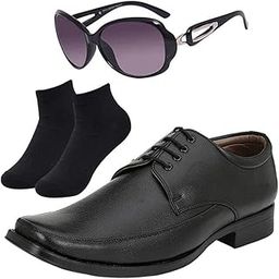 Fashionable l Men Black Lace Formal Shoes with Black Socks & Women Cheri Black-image-22