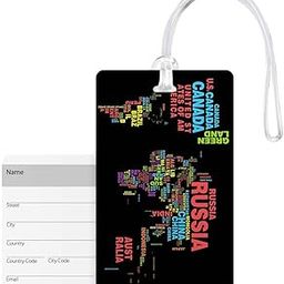 World Name Map Printed Gloss Finish PVC Luggage Tags with Silicon Strap Ideal for International Travel-picture-4