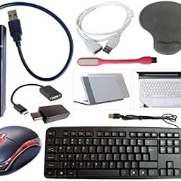 Anjo 11 in 1 Combo of Wired Keyboard & Mouse, Mouse Pad with Wrist Support, USB Hub 3.0, Cleaner, OTG Micro & C, Extension Cable, LED, Laptop Trackpad Lamination, Laptop Lid Lamination-16