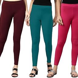 Cotton Lycra Skinny Fit Ankle Length Leggings Combo for Women (Pack of 3) (Colors: Black, White, Blue, Beige, Mustard, Pink, Olive & Brown)-picture-7