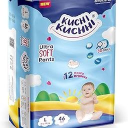 KUCHI KUCHHI Premium super soft baby diaper with a 3D bubble top and super absorbent core | Added active leak barriers and wetness indicators - L Size, 46 Count-image-4