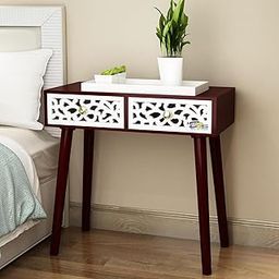 DDS Dream Decor Shoppee Bed Side Engineered Wood Table with 2-Drawer Jaali Design Nightstand, Accent Or End Table with Storage with Carving Design (Brown)-picture-0