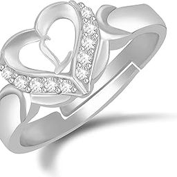 CZ Valentine American diamond Adjustable I Love You Heart Initial Letter Name Alphabet L Ring Silver propose AD Finger Rings for girls women Couple girlfriend King Queen Gf BF lovers ladies-image-15