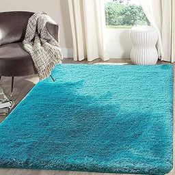 Shaggy Carpet Plain Fur Rectangular Rugs for Hall and Drawing Room 9X12 Big Size XL Feet Microfiber 2 Inch Pile Height Modern Interior Mats Blink Blue-image-10