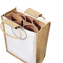 Handmakers 6 Bottles Jute Wine Bag with White Color for Party Bags (Pack of 2)-30