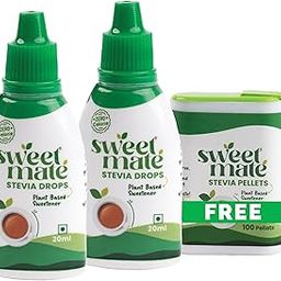 Sweetmate Stevia Tablet Pack Free (100 Tabs.) with 40ml Stevia Drops (800 Drop) - Zero Calorie, Diabetic Friendly, Sugar Free - Plant Based Natural Stevia Sweetener Liquid - Sugar Substitute-20