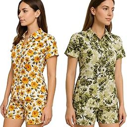 Women’s Printed Co-Ord Set Combo | Pack of Two-Piece Set - (Multicolour)-image-121