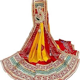Avilhara Women Rennial Synthetic Fabric Bandhej Bandhani Rajasthani Marwadi Piliya Pomcha Chunri Odhana Odhni For Traditional, Religious And Ethnic Look (Pomcha), Free Size,Multi-picture-26