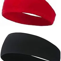 caiuse Headbands for Men Sweatbands Sports Sweat Bands Workout Thin Fitness Gym Yoga Headband Men - Athletic Headbands Men Cycling Sweat Band, (Black Red)-picture-31