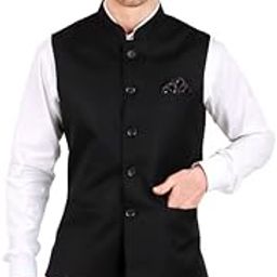 Men’s Nehru/Modi Jacket (Waistcoat) along-with Inner pocket - Premium Cotton Fabric with Polyester lining, Stylish Sleeveless Bandhgala Regular Fit for Festive, Casual, or Occasional-image-6