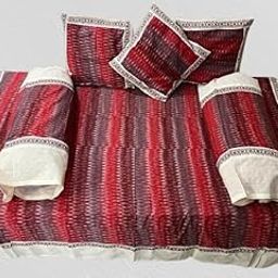 Charanteja Handlooms pochampally ikkat Cotton Diwan Set with 5 Pieces - 1 Single bedsheet with 3 Cushions Covers and 2 Bolster Covers_072-picture-12