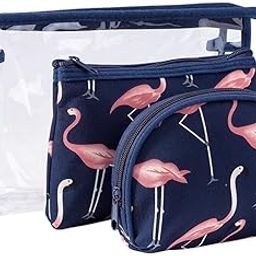 3 Pack Toiletry Bag Organiser, PVC Travel Bag for Toiletries Handbags for Women Cosmetic Makeup Pouch Bag Makeup Case Bag Small Wallet Clear with Zipper Transparent(Dark Blue)-image-24