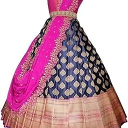 ZERICO Women's Indian Traditional Kanjivaram Silk Pure Weaving Lehenga Choli Along With Dupatta And Blouse Piece, Half Saree (Unstitched)-picture-13