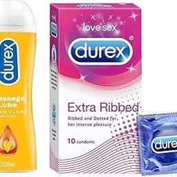 Durex Pleasure Pack (Durex Sensual 200ml, Extra Ribbed 10s)-14