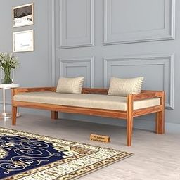 Wopno Furniture Solid Sheesham Wood Sofa 3 Seater Sofa Diwan Bed for Home Living Room Wooden Couch Diwan Sofa Sheet Without Small Pillow for Living Room and Office (Honey B, 3 Seater)-image-17