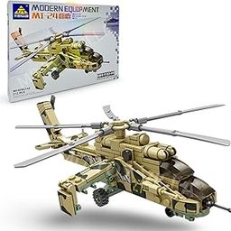 MD TOY VILLA MI-24 Military Helicopter Blocks (212 Pieces) Highly Detailed Fighter Helicopter Model with Guidebook Learning & Educational Toy Play Set-image-9