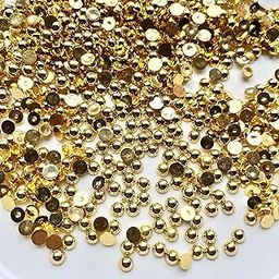 Indikonb Half Cut Gold CCB Plastic Embellishments | Flat Back for DIY Crafts, Jewelry Making & Decoration | Bulk Pack 90g (4MM)-image-91