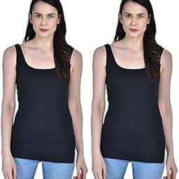 Women's Regular Fit Sleeveless Cotton Long Camisole Slip Spaghetti Combo Pack of 2-image-22