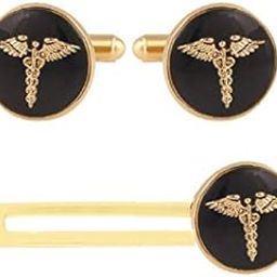 Cufflinks For Men Brass Doctor Symbol Cufflinks Set Tie Pin In A Box And Women-15