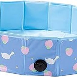 LOOM TREE Foldable Dog Pool Bath Tub Kiddie Pool Pet Puppy Bathing Tub Pet Wading Pool 120cmx30cm Blue | Dishes, Feeders & Fountains | Dog Supplies-25