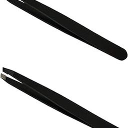 Black Slant Tip Plucker Tweezer Blackhead Removal, Facial Hair Removal Beauty Tool for Men and Women Combo Set of 2-image-90